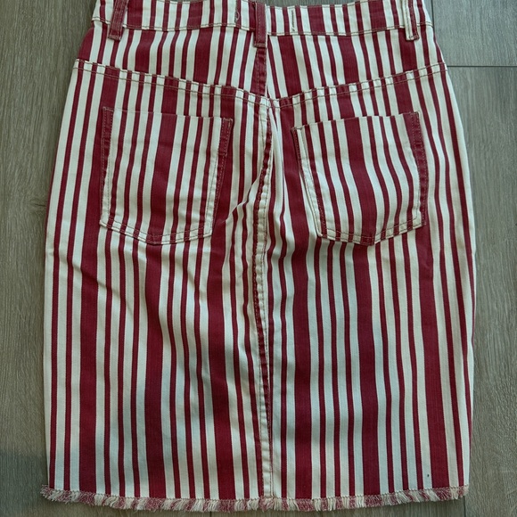 Free People Denim Striped Skirt Red/Cream Size 26 - Picture 3 of 8